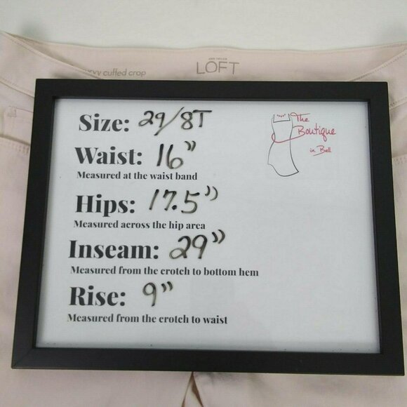 Loft Womens 29/8T 32x29 Light Pink Jeans Curvy Crop Cuffed Stretch Denim Casual - Picture 10 of 12